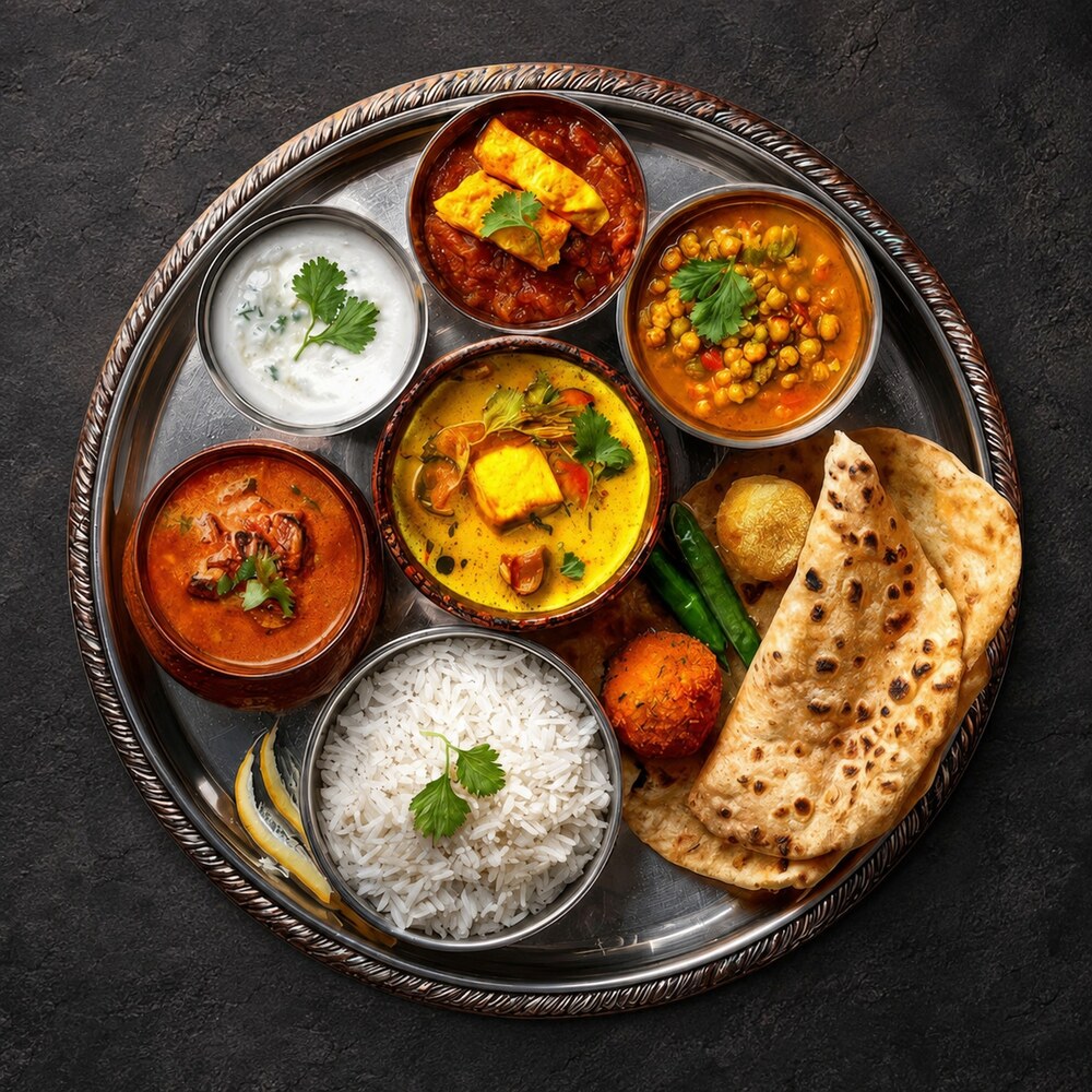 Vegetarian Indian thali platter